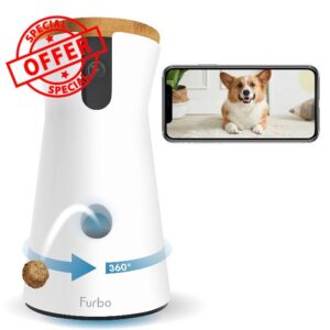Furbo 360° Dog Camera: [New 2023] Rotating 360° View Wide-Angle Pet Camera with Treat Tossing