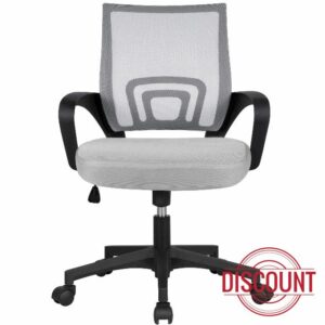 Yaheetech Modern Office Chair Executive Desk Chair Computer Chair Adjustable Task Chair with Back Support Wheels and Arms for Home Study Grey