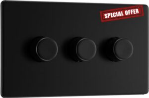 BG Electrical Screwless Flat Plate Triple Dimmer Intelligent Light Switch