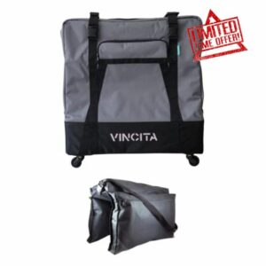 Vincita Sightseer 3.5 Soft Transport Bag for Brompton Folding Bicycle with Garment Bag Four Detachable Wheels and Shoulder Strap Lightweight Solution Air Traveling (Dark Grey) (B132HX-3.5-DGR2+B206B)