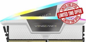 CORSAIR VENGEANCE RGB DDR5 RAM 32GB (2x16GB) 6400MHz CL36 Intel XMP iCUE Compatible Computer Memory - White (CMH32GX5M2B6400C36W)