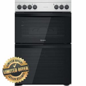 Indesit 60cm Electric Cooker With Ceramic Hob - Silve