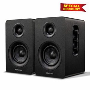 Sanyun SW208 3" Active Bluetooth 5.0 Bookshelf Speakers - 60W Carbon Fiber Speaker Unit - Built-in 24bit DAC - Dynamic 3D Surround Sound - 2.0 Computer PC Monitor Gaming Speakers (Pair