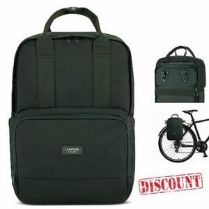 LARKSON Bike Pannier Bag for Bicycles Green - No 6 Bike - 2 in 1 Cycling Backpack & Rear Rack Bag - Cycle Rucksack - Water-Repelle