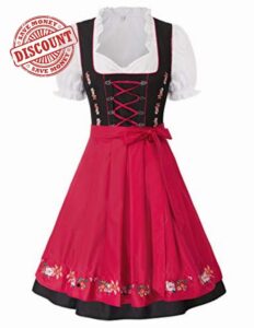 JASAMBAC Women's German Dirndl Dress Oktoberfest 3 Pieces for Oktoberfest Carnival