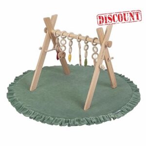 KiddyMoon Wooden Play Gym with Soft Foam Play Mat for Kids and Infants with Hanging Toys Activity Set Montessori Play Toy for Toddler Exercise Baby Gym