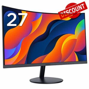 KOORUI 27-Inch Curved Computer Monitor- Full HD 1080P 75Hz Gaming Monitor 1800R LED Monitor HDMI VGA