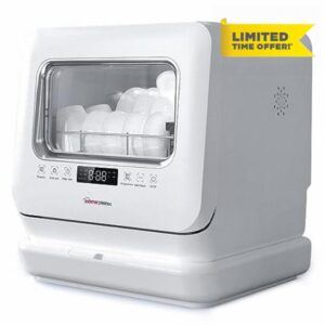 HomeTronix Mini Table Top Dishwasher Compact Countertop Dishwasher with 3 Place Settings