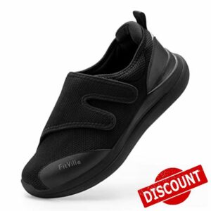 FitVille Extra Wide Fit Diabetic Shoes for Men Easy Close Orthopedic Slippers Adjustable Slip On Walking Sneakers for Swollen Feet Plantar Fasciitis