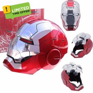 GEEOO Ir n M n Helmet Mk5 1:1 Wearable Electronic Helmet English Voice Control Opening and Closing Ir n M n Mask with Touch Sensor & LED Eyes Light Up for Christmas Hallowee