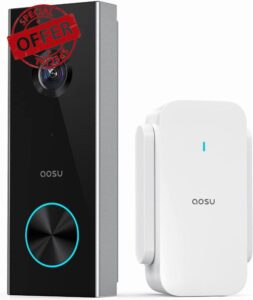 AOSU Video Doorbell Wireless HD 2K Doorbell Camera with Chime