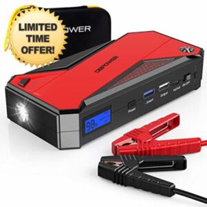 DBPOWER Jump Starter 1600A Peak Portable Car Jump Starter (Up to 7.2L Gas and 5.5L Diesel Engines) 12V Auto Battery Booster Pack with Smart Jumper Clamps
