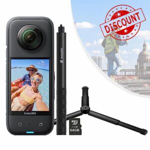 Insta360 X3 360 Degree Action Camera SURVEY Kit inc: Invisible Selfie Stick + Tripod + 64GB