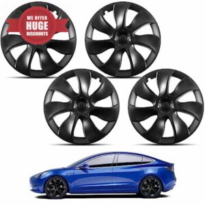 YBIZ Wheel Covers Hubcaps 19 Inch 4PCS for Tesla Model Y 2020-2023 Matt Black Blade Style Protection Hub Caps