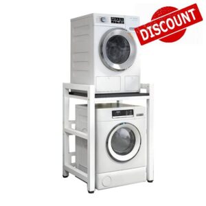 JHLP Adjustable Dryer Stand - Portable Stacking Kit for Front Loader Washing Machine & Tumble Dryer with 400KG Load Capacity and Over-Washing Machine Storage Uni