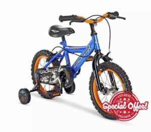 Pedal Pals Galaxia 14 inch Wheel Size Kids Mountain Bike | Blue Steel Frame | Calliper Brakes | Adjustable Seat & Handlebars | ATB Tyres | Compatible with stabilizers (Included)
