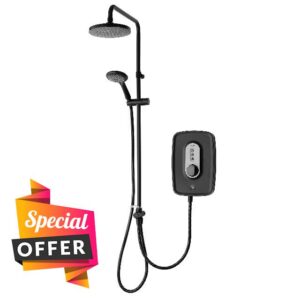 Triton Showers Danzi DuElec™ | Shower Electric | 9.5 KW I Black I Electrical Showers | with Rainfall Showerhead and Anti Twist Hose | Best Electric Shower Units for Bathrooms            [Energy Class A]