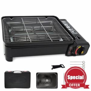 Portable Gas BBQ Camping Grill Set with Grill dish BBQ net - Portable Barbecues with suitcase