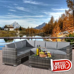 ASOWNSUN 6 Seater Rattan Garden Furniture