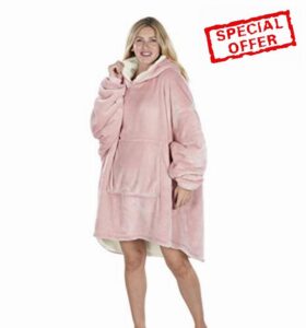 Oversized Hoodie Blanket Women Ultra Plush Fleece with Soft Sherpa Reversible Warm Cosy Comfy Wearable Hooded Giant Sweatshirt Throw for Girls Adults Men Boys Kids Big Pocke