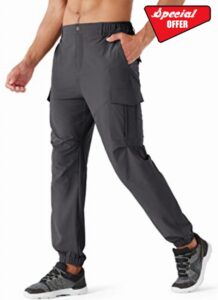 URBEST Mens Work Trousers Waterproof Cargo Pants Hunting Golf Hiking Tactical Trousers with Velcro Pockets