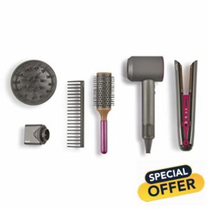 Casdon 73552 Dyson Supersonic & Corrale Deluxe Styling Set | Toy Hairdryer & Straighteners for Children Aged 3 Years & Up | Stacked with Interactive Elements