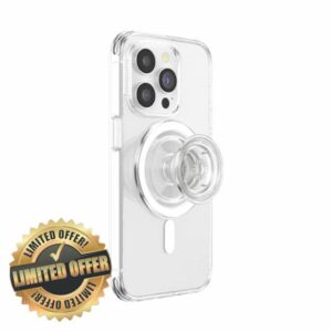 PopSockets: PopGrip Round for MagSafe - Adapter Ring for MagSafe Included - Expanding Phone Stand and Grip with a Swappable Top for Smartphones and Cases - Clea