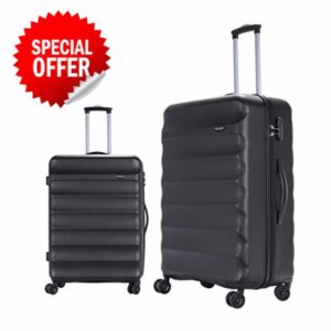 GinzaTravel Lightweight Luggage Set Hard Shell Small & Medium & Large Suitcase with 4 Double Spinner Wheels and Combination Lock