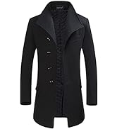 YOUTHUP Mens Winter Coat Slim Fit Wool Overcoat Knee-Length Elegant Trench Coat Business Peacoat