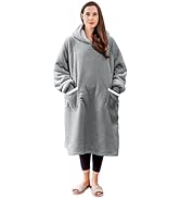 Aisbo Wearable Blanket Hoodie Warm - Grey Oversized Hooded Blanket with Hood for Women, Fluffy Te...