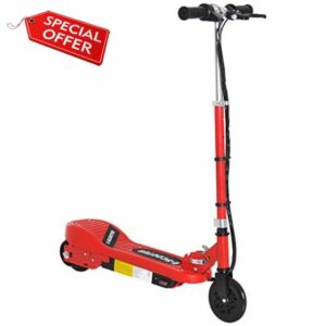 HOMCOM Kids Folding Electric Bike Children E Scooter Ride on Toy 2 x 12V Recharge Battery 120W Adjustable Height PU Wheels Suitable for 7 to 14 yrs - Red