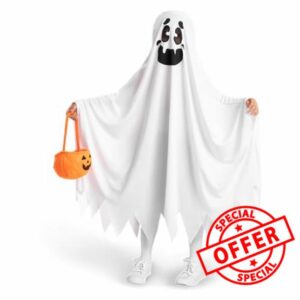 Ghost boo and friendly costumes for children's Halloween ghost tricks or treatme