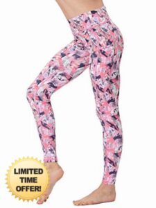 FLYILY Printed Yoga Pants Womens High Waist Gym Sports Leggings Tummy Control Running Workout Compression Tights Stretch Patterned Leggings