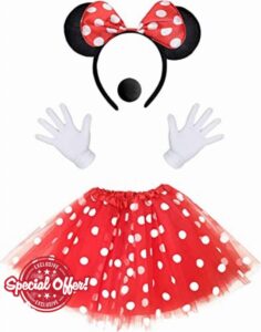 iZoeL Minnie Mouse Costume Kit incl. Red Tutu Skirt 4 Layers