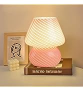 MLOQI Mushroom Table Lamp for Living Room Small Table Lamp for Bedroom Glass Cute Lamp with a 3 C...