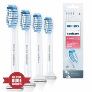 Philips Sonicare Original S Sensitive Standard Sonic Toothbrush Heads - 4 Pack in White (Model HX6054/07)
