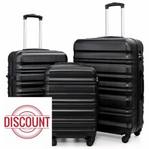 COOLIFE Suitcase Trolley Carry On Hand Cabin Luggage Hard Shell Travel Bag Lightweight with TSA Lock and 2 Year Warranty Durable 4 Spinner Wheels (3 Pcs Set