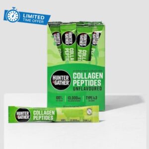 Hunter & Gather Bovine Collagen Powder 30 x 6.5g Sachets | Pure Unflavoured Premium Hydrolysed Bovine Collagen Peptides Powder for Hair Skin Nails Muscles | Collagen Supplements for Women and Me