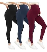 VALANDY Maternity Leggings Over Bump Buttery Soft Belly Support Stretchy Adjustable High Waisted ...