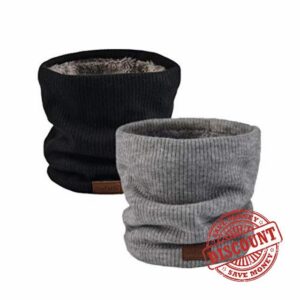 NovForth Winter Neck Warmer Fleece Lined Infinity Scarf Thicken Windproof and Dust Skiing Circle for mens women Double-Layer Fleece Lining Kni