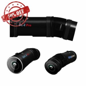 Techalogic DC-2 Pro. Dual Lens Helmet Camera - Twin Motorcycle Cycle Camera & Horse Riding 2k QHD Camera - Connects to Most Cycle