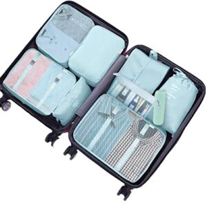 Geediar 9 PCS Travel Luggage Packing Organizers Waterproof Travel Essentials Clothes Shoes Cosmetics Toiletries Storage Bags(b-Blue)…