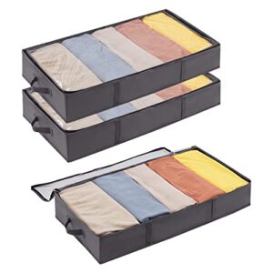 Clothes Storage Boxes Foldable Under bed Storage Organizer with Reinforced Handle Thick Fabric Clear Window for Clothes Blankets Shoes