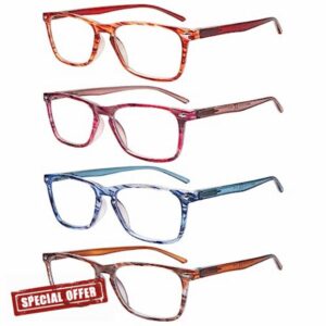 ZONLON 4 Pack Ladies Reading Glasses Blue Light Blocking