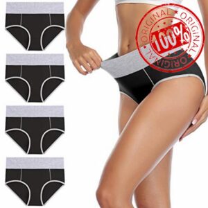 wirarpa Ladies High Waist Knickers Women's Cotton Briefs Underwear Full Back Coverage Panties Plus Size Multipack