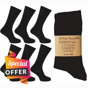 SMG® Mens 12 Pair Pack Cotton Casual Smart Design Argyle Contrast Heel Thin Stripe Socks (6-11)