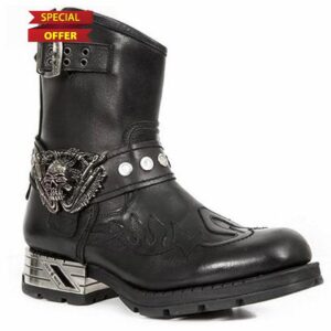 DJFOG Men Knight Boots Biker Boots Short Riding Boots