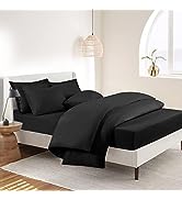 RUIKASI Bed Sheet Double Duvet Set - 4 Pieces Microfiber Bed Set Double Bed Soft Bedding Set with...