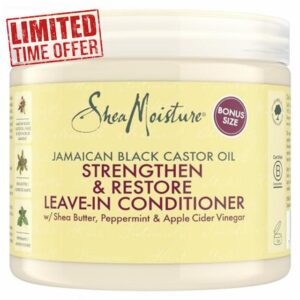SheaMoisture Jamaican Black Castor Oil Strengthen & Restore Leave-In Conditioner no silicones or sulphates for chemically processed