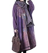 YESNO Jumper Dress for Women Oversized Graphic Lantern Long Sleeve Pullover Sweater Tops S08UK